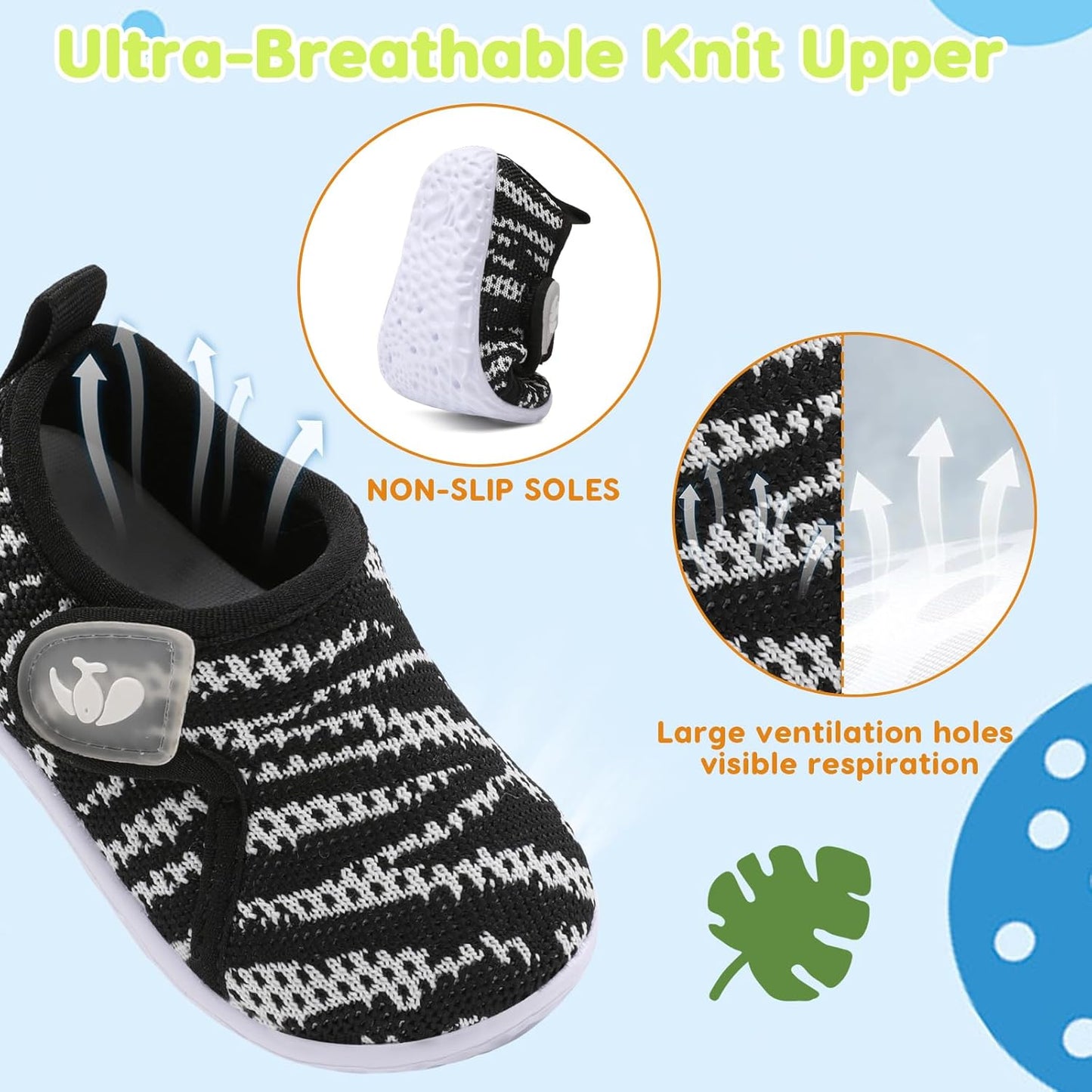 FEETCITY Baby Boys Girls First Walking Shoes Infant Sneakers Crib Shoes Breathable Lightweight Slip On Shoes