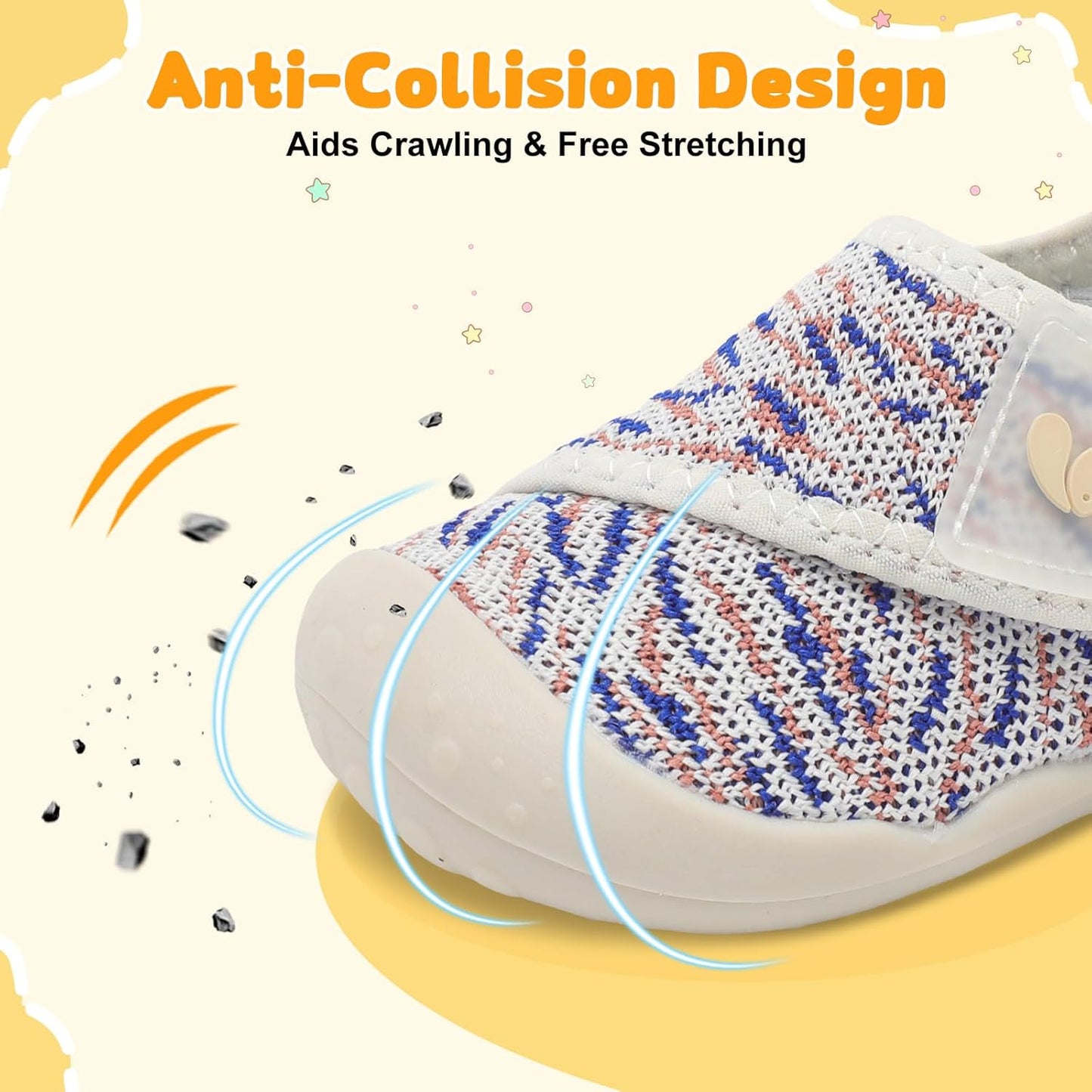 FEETCITY Baby First Walking Shoes Wide Baby Shoes Infant Sneakers Newborn Crib Shoe Barefoot Lightweight Slip On Shoe