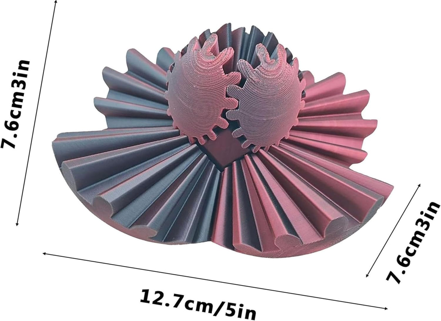 Gear Ball for ADHD 3D Printed Gear Ball Spin Ball Fidget Toy - Gearsphere Gear Ball for Stress and Anxiety Relaxing Fidget Ball - Ideal for Sensory Needs and Autism (Laser Black Red)