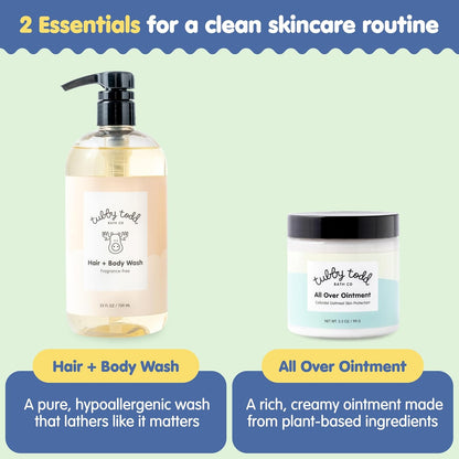 TUBBY TODD's Baby Body Wash & All Over Ointment Eczema Set - Gentle, Hypoallergenic Skincare for