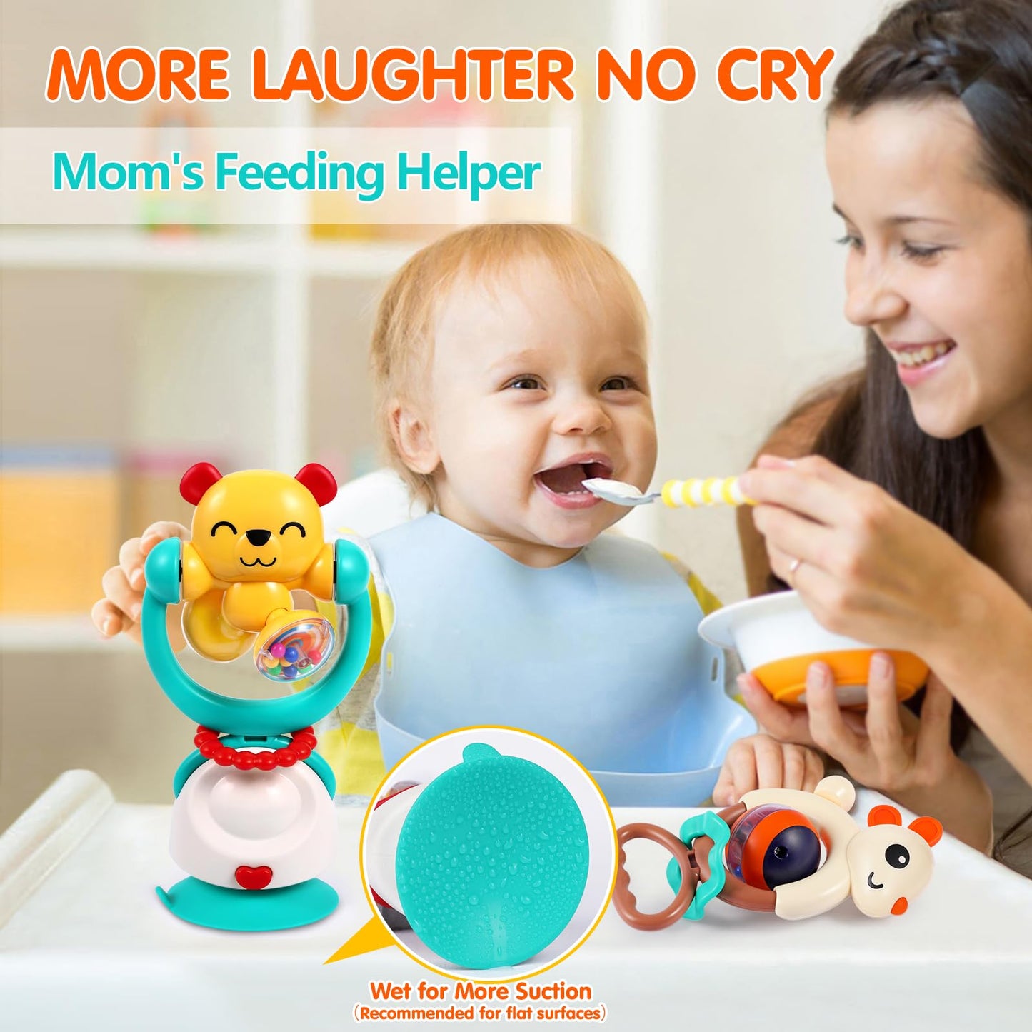 Baby Toys 6-12 Months, Removable Baby Rattle, 6 Month Old High Chair Toys