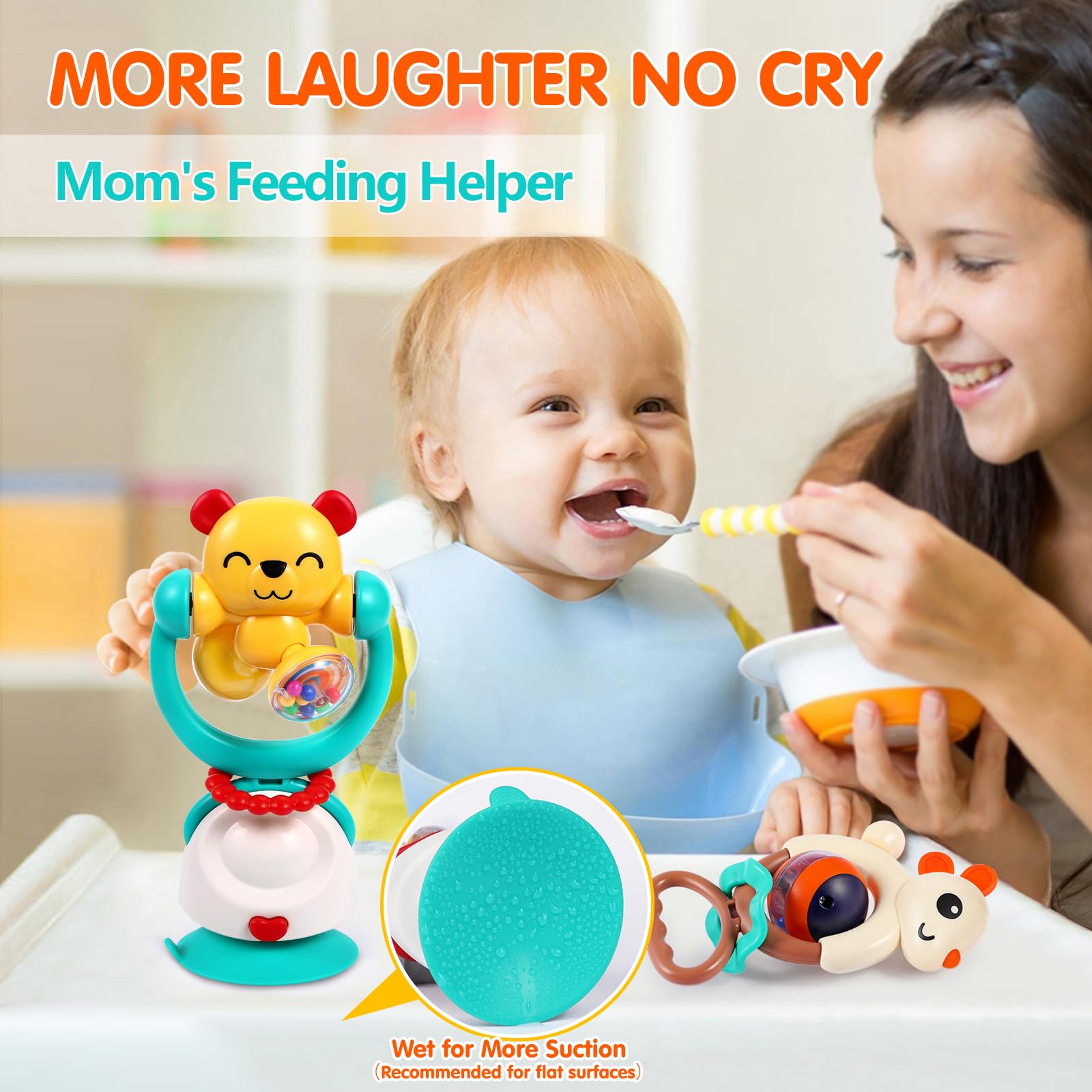 Baby Toys 6-12 Months, Removable Baby Rattle, 6 Month Old High Chair Toys
