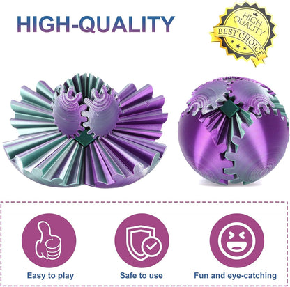 Gear Ball, Gear Sphere, 3D Printed Gear Ball Spin Ball Cube Fidget Toys GearSphere Ball, Stress Ball, Gear Sphere Desk Toy, Fidget Ball, Gear Toy for Stress and Anxiety Relaxing (Laser Color D)