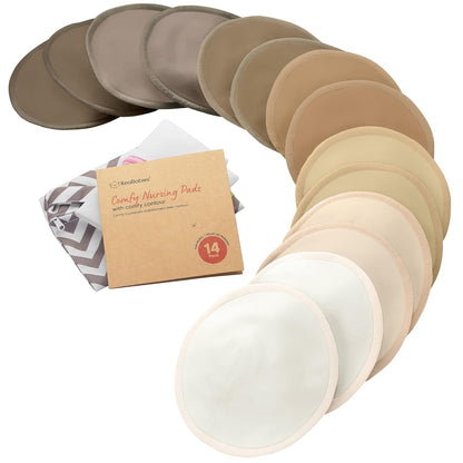 Organic Nursing Pads - 14 Washable Viscose Derived from Bamboo Breastfeeding Pads, Wash Bag