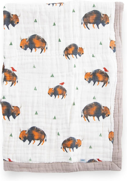 Little Unicorn Newborn Receiving Quilt | Ultra- Soft, Multi-Layered Muslin Fabric | Gift for