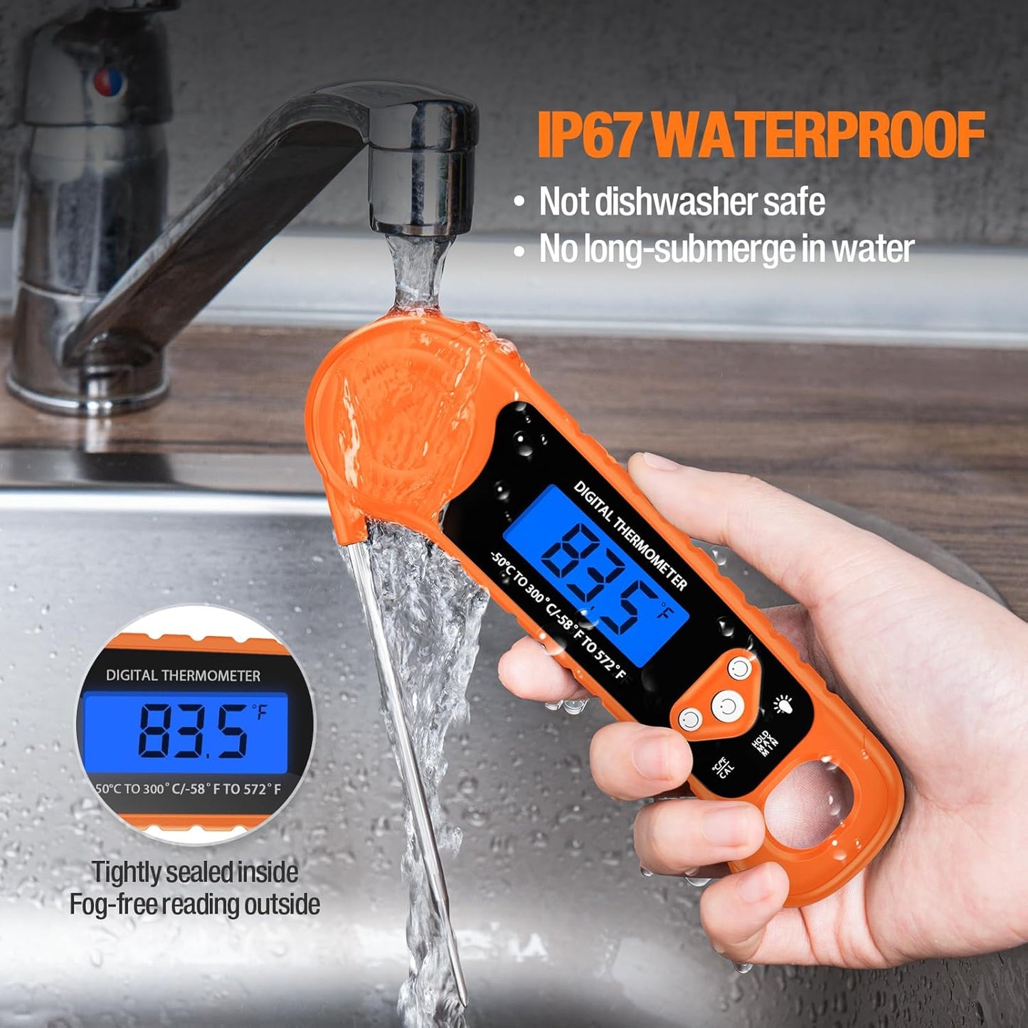Digital Meat Thermometer for Grilling, Candy Thermometer Instant Read Food Thermometer Waterproof