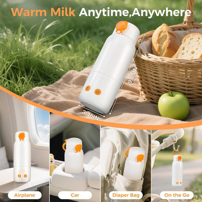 Portable Bottle Warmer for Travel, 12oz Large Capacity Fast Heating Breast Milk, Water & Formula On