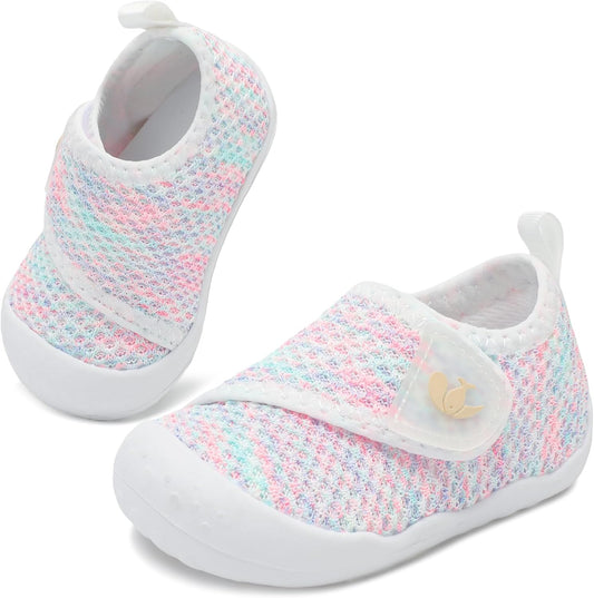 FEETCITY Baby First Walking Shoes Wide Baby Shoes Infant Sneakers Newborn Crib Shoe Barefoot Lightweight Slip On Shoe