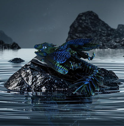 3D Printed Dragon with Wings 3D Printed Animals Articulated Dragon Fidget Dragon 3D Printed Toys Dragon Toy Desk Pets Home Office Decor (Blue)