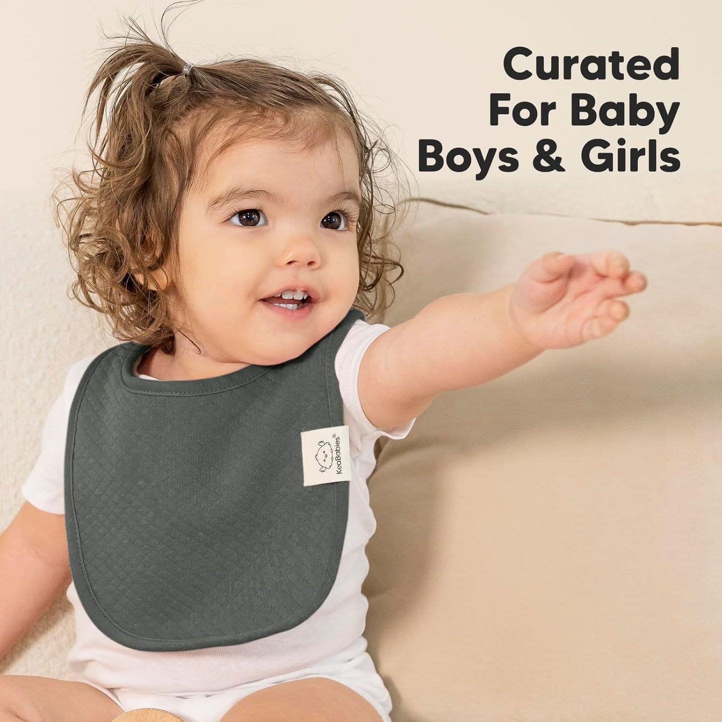 8-Pack Organic Baby Bibs for Girls, Boys - Quilted Cotton Cloth Baby Drool Bibs for Drooling and Teething Toddler, Newborn, Infant, Soft & Super Absorbent (Basics)