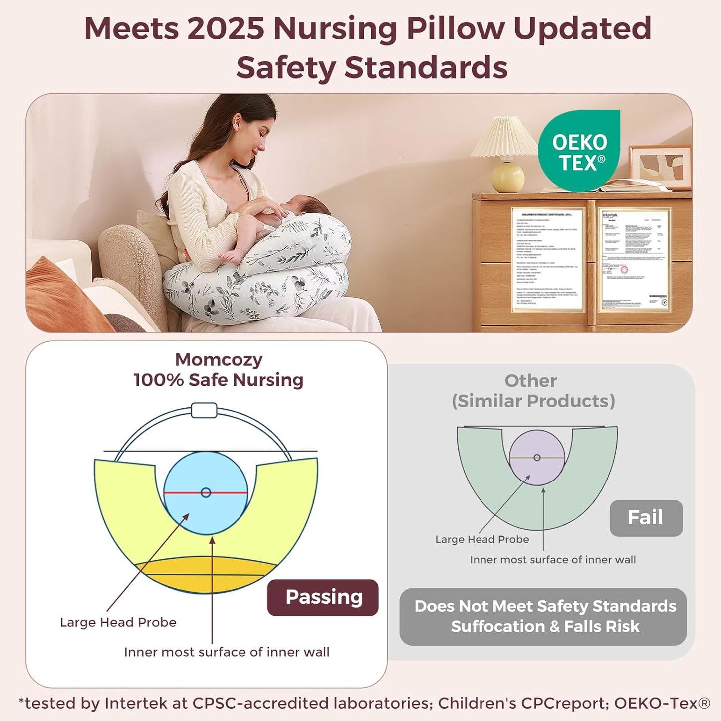 Momcozy Pioneering Safety Fence Nursing Pillow for Breastfeeding- Wider Feeding Pillows for More