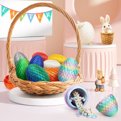 3D Printed Dragon Egg,Dragon Eggs with Dragon Inside,Crystal Dragon Fidget Toys,Full Articulated