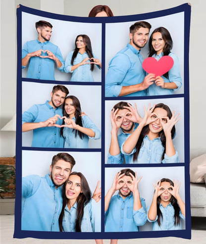 Ships Next Day, Custom Photo Blankets with 6 Pictures, Personalized Memorial Keepsake Gifts for Her, Made in The USA