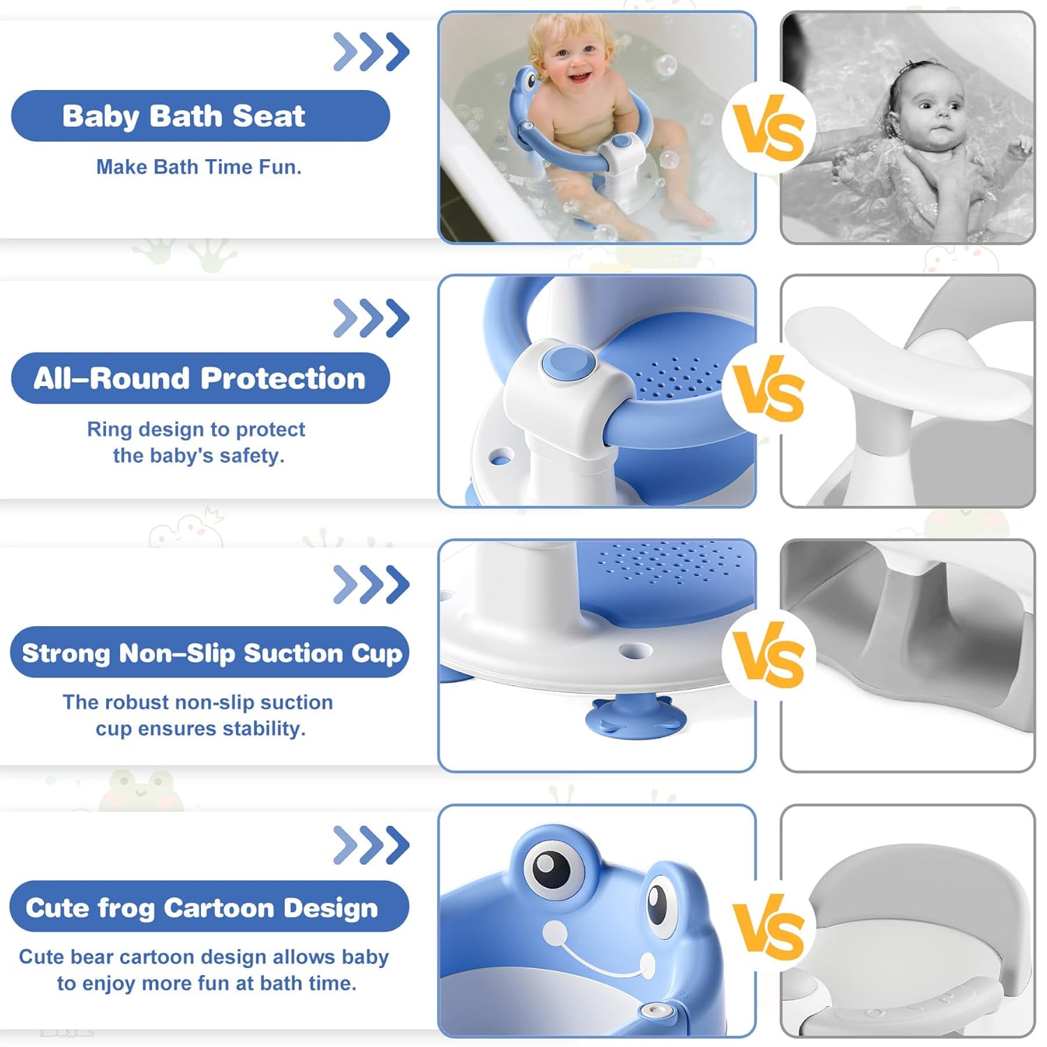 Baby Bath Seat for Babies 6 Months & up Non-Slip Toddler Bath Seats for Sitting Up Infant Bathtub