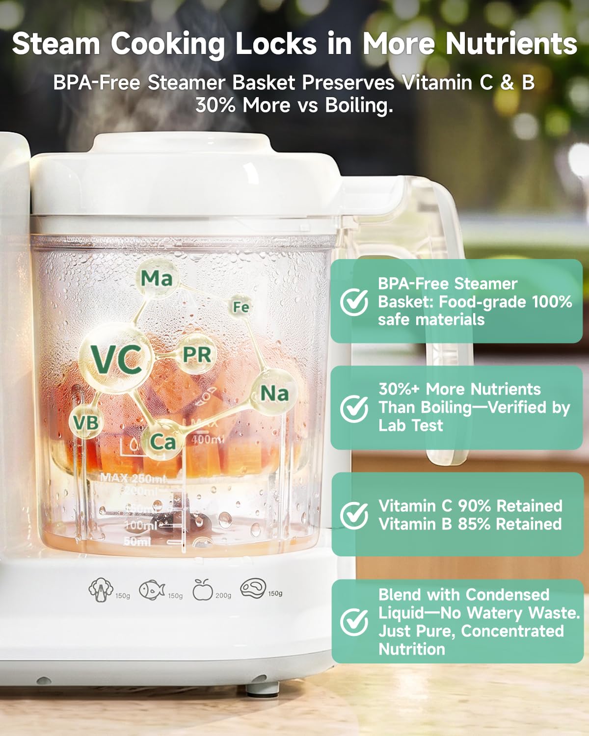 Baby Food Maker with Large Steam Basket Onestep Baby Food Processor Steamer with Steam & Grinding