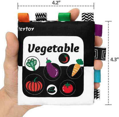 teytoy Baby Soft Cloth Book Set 6 PCS, Black and White High Contrast Baby Activity Crinkle Books for 0 3 6 9 12 Months Newborn Infants Babies Boys and Girls Early Educational Learning Toys