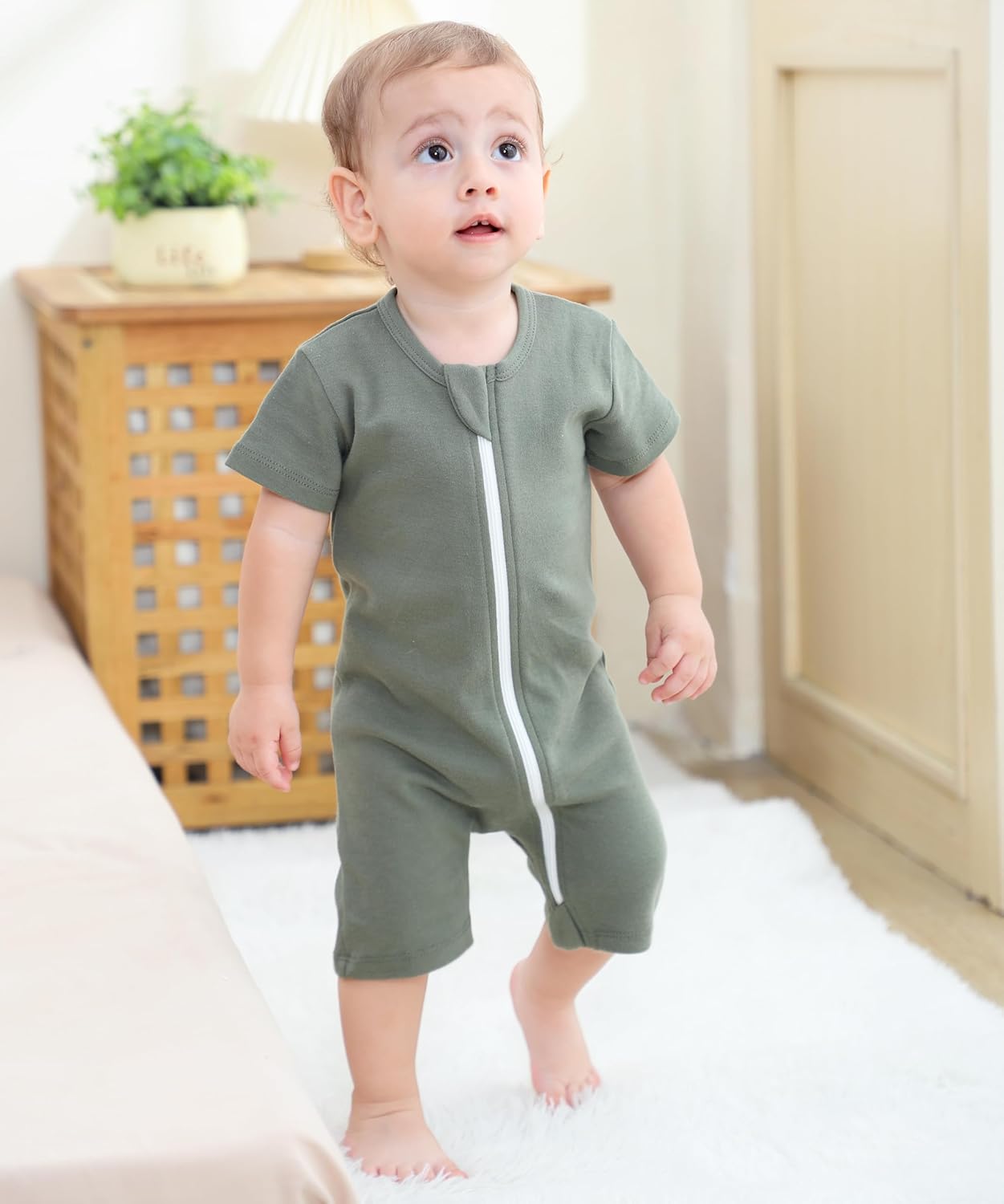 Owlivia Baby Short Sleeve Summer Romper Set, 2 Pack Tank Jumpsuit for Girls and Boys, Cartoon One Piece Coverall Outfit