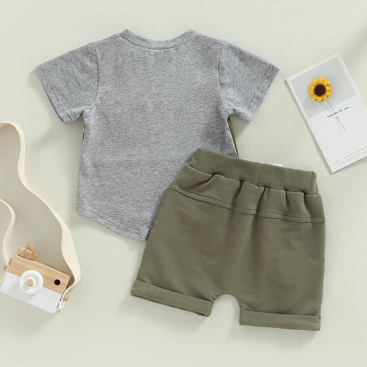 fhutpw Baby Toddler Boy Clothes Summer Outfits 6 12 18 24 Months Patchwork Short Sleeve T Shirt & Shorts Sets with Pockets