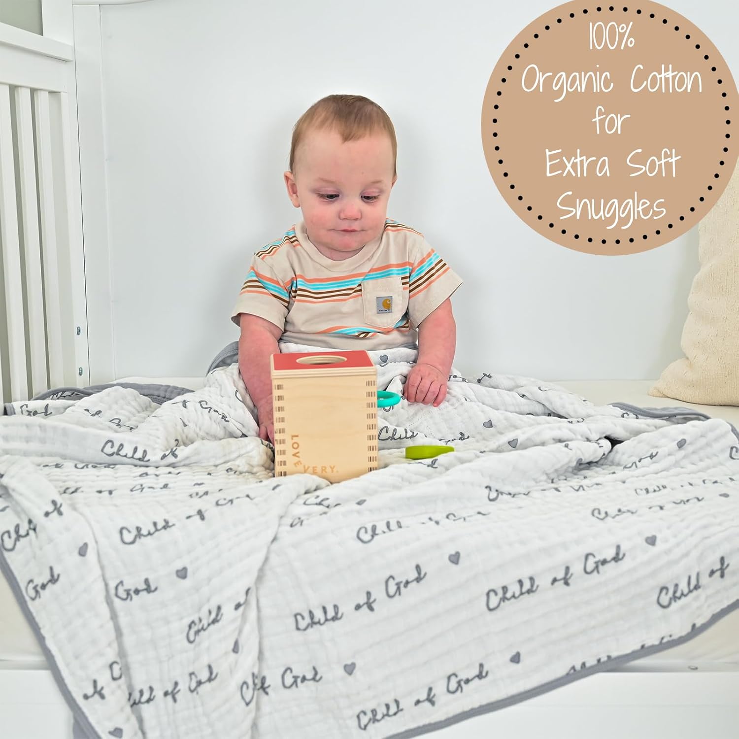 LollyBanks Muslin Baby Blanket 100% Organic Cotton, Muslin Quilt Lightweight, Toddler Blanket for