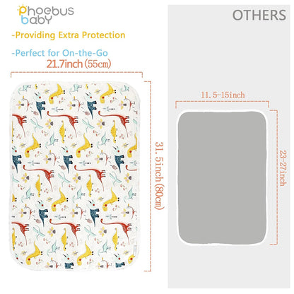 Baby Diaper Changing Pad, 21 5/8" x 31.5" Waterproof Changing Pad Liners - Reusable Soft and Absorbent Portable Changing Mat(Colorful Dinosaur1PCS)