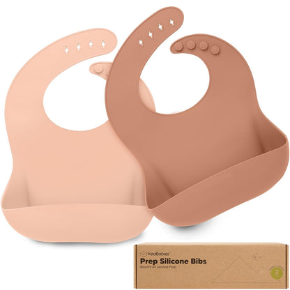 KeaBabies 2-Pack Silicone Baby Bibs for Eating - Sturdy Food-Grade Silicone Bibs for Babies Girl