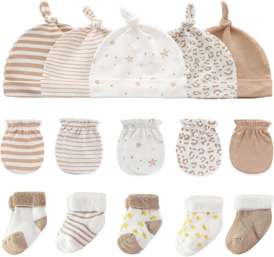 Baby Hats Mittens and Socks Set Cotton Newborn Hat Beanie Soft Infant Girls Boys Caps Gloves 0-6 month