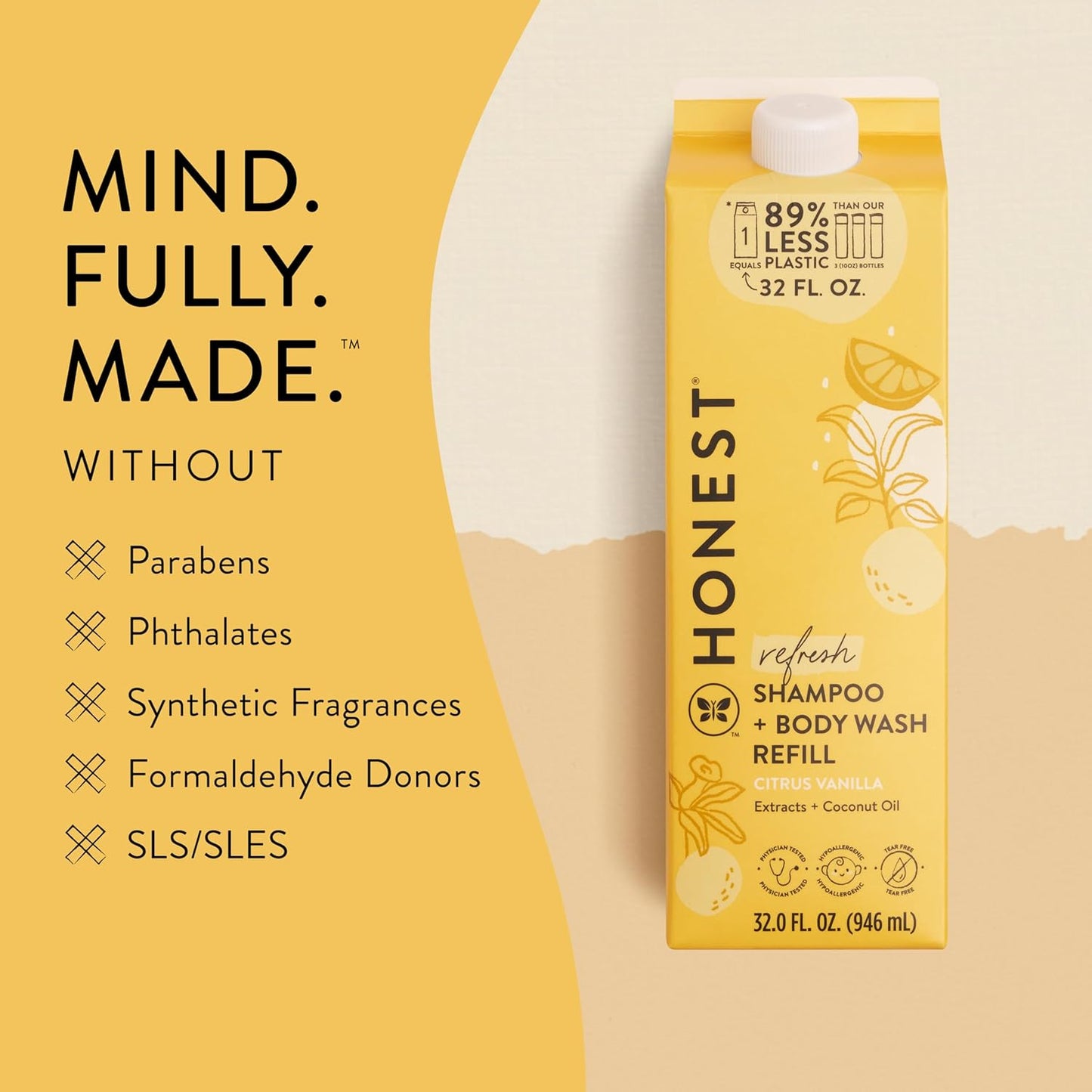 The Honest Company 2-in-1 Cleansing Shampoo + Body Wash Refill Carton | Gentle for Baby | Naturally