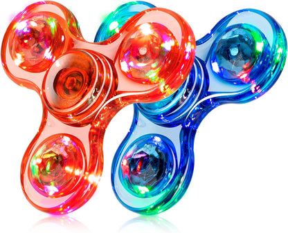 FIGROL 2 Pack Fidget Spinners｜LED Light Up Crystal Fidget Spinners for Children｜Glow in The dark Goodie Bag Stuffers Classroom Prizes Return Gifts