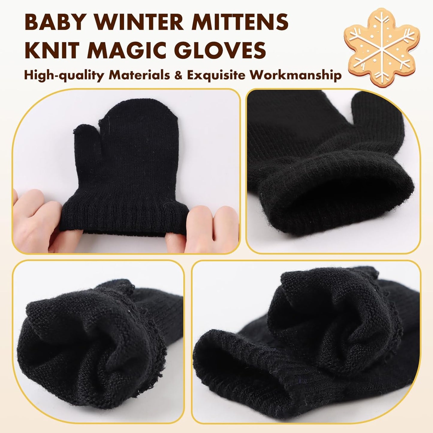 Baby Winter Mittens Toddler Stretch Knit Gloves Magic Warm Glove for Baby Boys Girls