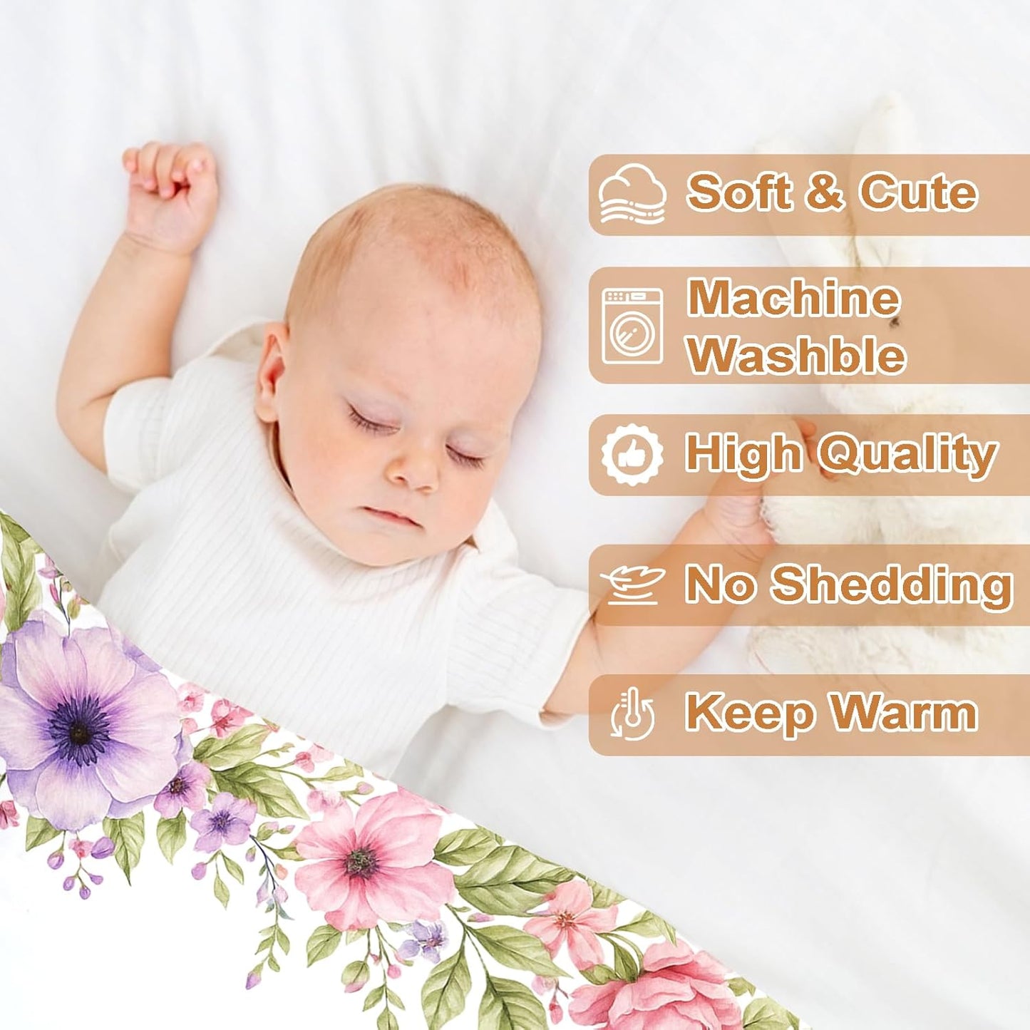 Ship Next Day, Personalized Baby Blanket – Printed in USA, Custom Baby Blanket for Boys & Girls