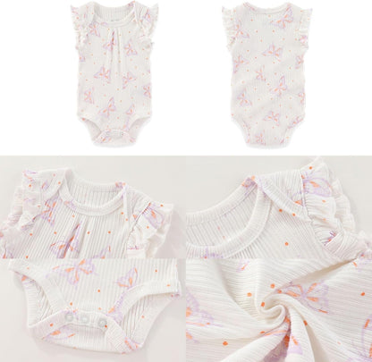 Four Seasons Baby Boy Girl Bodysuits 5-Pack Cotton Comfort Short Sleeve Baby Clothes Soft Infant Outfits
