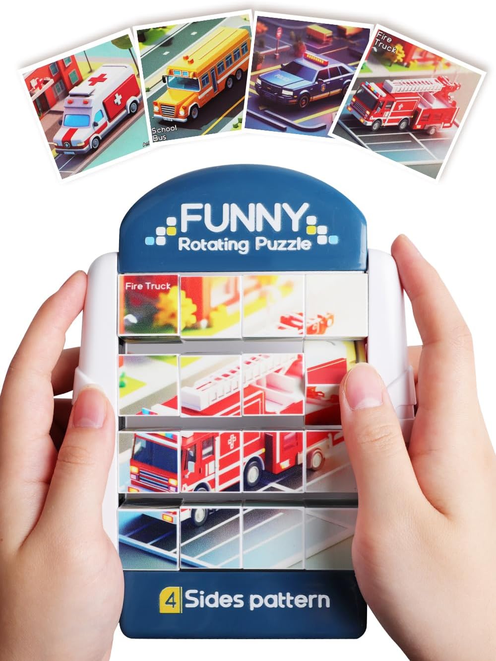 16-Piece Rotating Puzzles for Kids 4-6, Toddlers Puzzles 3-4, Road Trip, Airplane Activities Game, Travel Toys - Brain Teaser, Fine Motor Skills - Birthday Gifts Boys Girls - Special Vehicle