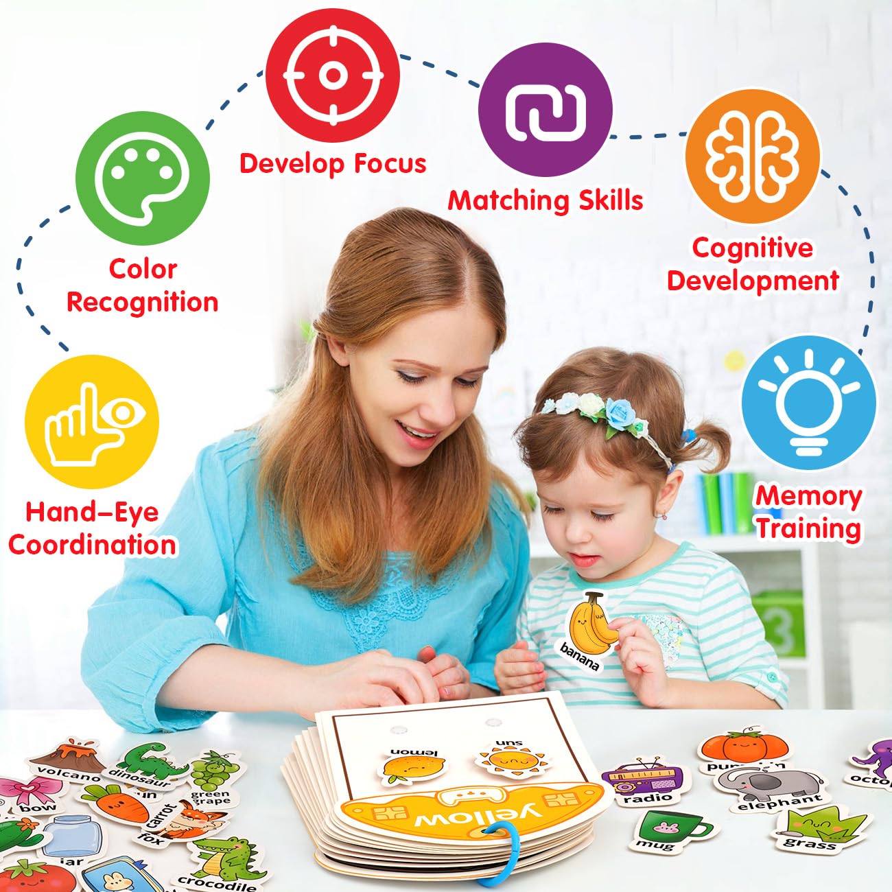 MUONE Montessori Busy Book Color Sorting Toys for Toddlers 2-4 Years