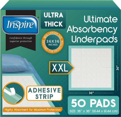 Inspire Extra Large Super Absorbent Disposable Bed Pads for Incontinence Ultra Thick and Absorbent