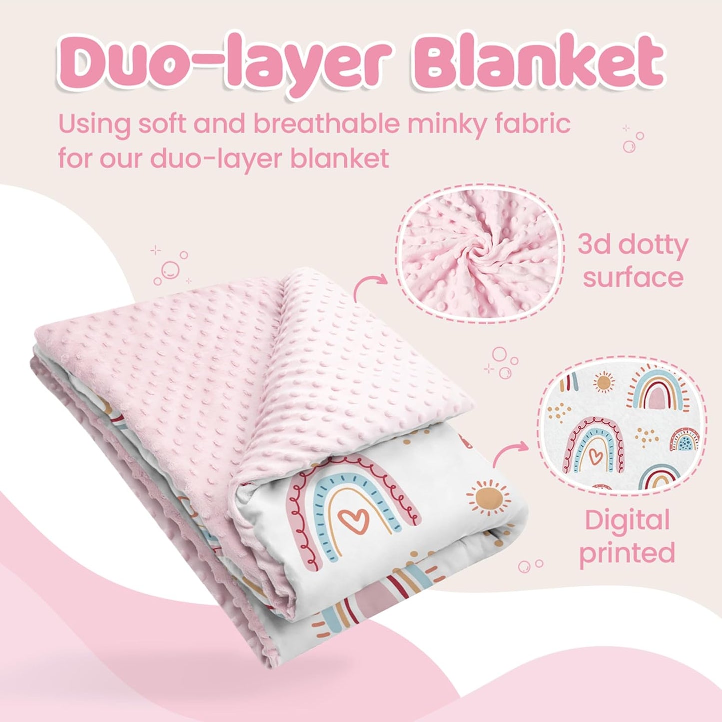 SANDJEST Rainbow Kid Blanket for Girls - 30 x 40 Kids Minky Blanket - Gifts for Kids on Birthday