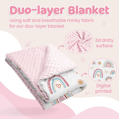 SANDJEST Rainbow Kid Blanket for Girls - 30 x 40 Kids Minky Blanket - Gifts for Kids on Birthday