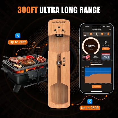 INSMART Wireless Smart Meat Thermometer,330FT Bluetooth Range,100% Waterproof,Precision Cooking