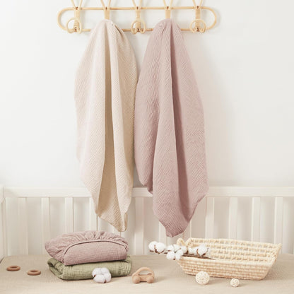Bearmoss Muslin Mini Crib Sheets for Pack N Play Mattress - 100% Cotton - 38"x24" Soft Breathable