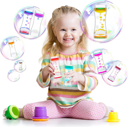18 Pcs Liquid Motion Bubbler Timer Sensory Toys Colorful Hourglass Desktop Fidget Calming Toys for Autistic Children Stocking Stuffers for Kids