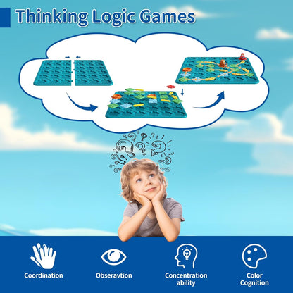 Kids Board Games Learning Toys, STEM Educational Logic Kits with 200+ Challenges & 4 Difficulty Levels, Brain Puzzles Maze Games for Boys Girls Ages 3-10 Birthday Gifts