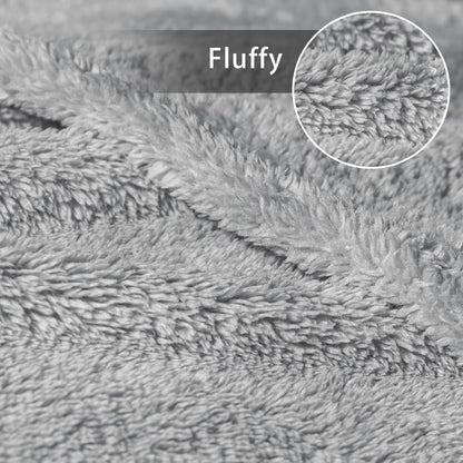 Exclusivo Mezcla Queen Size Flannel Fleece Blanket, Super Soft Velvet Plush Bed Blanket, Fuzzy Cozy and Warm for All Seasons, 90x90 Inches, Light Grey