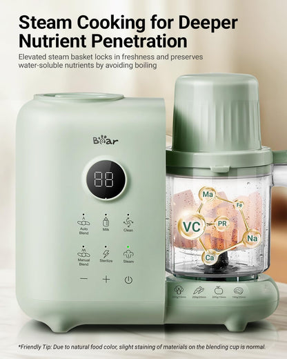 Bear Baby Food Maker with Two Layer Steam Baskets, Multifunction Baby Food Processor Steamer Puree