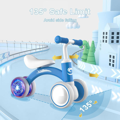 Colorful Lighting Baby Balance Bike Toys for 1 Year Old Boy Girl Gifts, 10-36 Month Toddler Balance Bike, No Pedal 4 Silence Wheels & Soft Seat First Riding on Toys, 1st Birthday Gifts