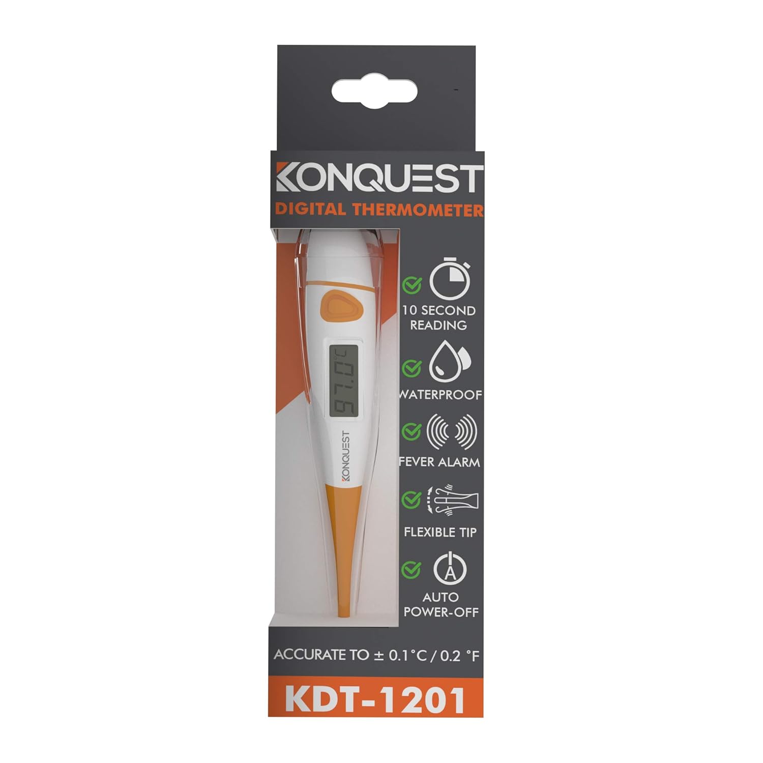 Konquest KDT-1201 Best Digital Medical Thermometer, Highly Accurate and Fast, Easy to Use, 10