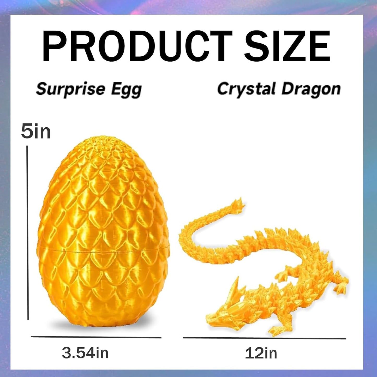 Cessfle 3D Printed Dragon in Egg, Crystal Dragon Eggs with Dragon Inside, Full Articulated Dragon Eggs 3D Dragon Toys, Mystery Dragon Egg for House of Dragon, 3D Printed Animals Fidget Toys