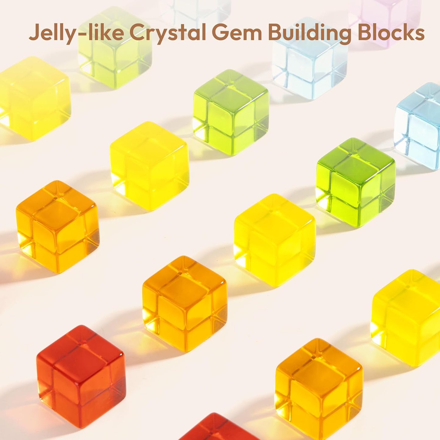 Wooden Building Blocks Set for Kids, 24 PCS Rainbow Gem Cubes Stacking Blocks - 2 Wood House, Montessori Stacking Toy for Toddlers, Educational STEM Learning Toy for Boys Girls 3-6