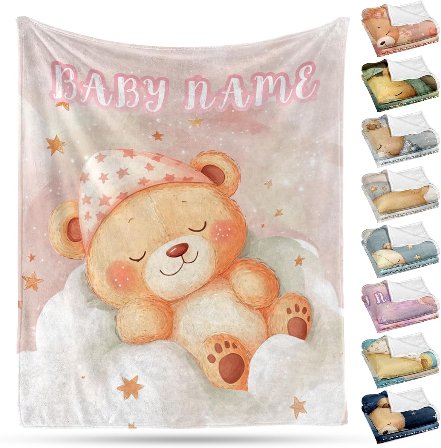 Ship Next Day, Personalized Baby Blanket – Printed in USA, Custom Baby Blanket for Boys & Girls