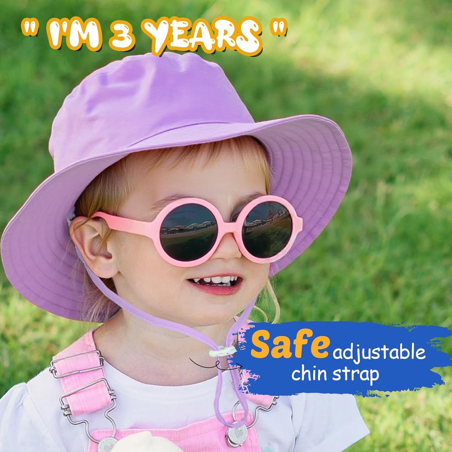 Baby Sun Hat Kids Summer UPF 50+ Toddler Bucket Hat Wide Brim Adjustable Beach Hats for Boys Girls Age 0-6 Years