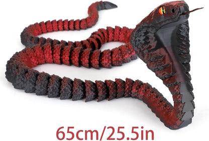 25" 3D Printed Snake, 3D Printed Fidget Animals,3D Crystal Snake Flexible Joints Home Decor Executive Desk Toys,Home Office Decor Executive Desk Toys for Autism/ADHD (Black)