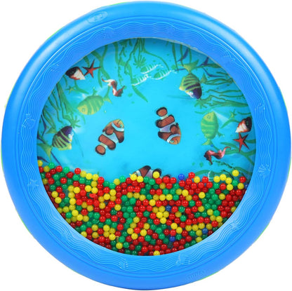 Musfunny Ocean Drum Wave Bead Drum Gentle Sea Sound Music Gift Musical Educational Sea Sound Drum Tool for Kid Child Baby (Blue)